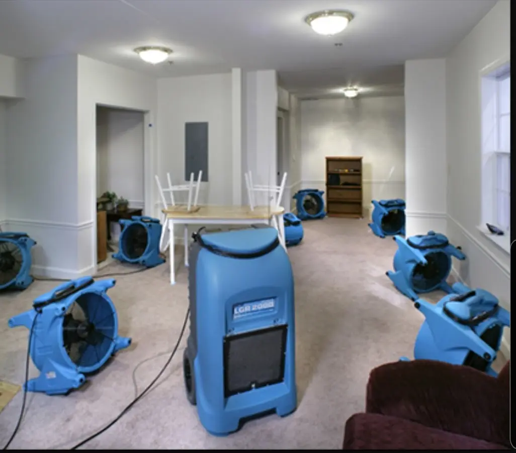 Air movers and dehumidifier setup for Water Extraction & Removal in Pigeon Forge